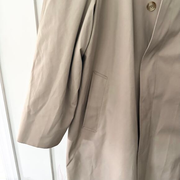 Brooks Brothers Tan Khaki Long Trench Overcoat Plaid Lining Wool Zip Interior - Picture 4 of 12